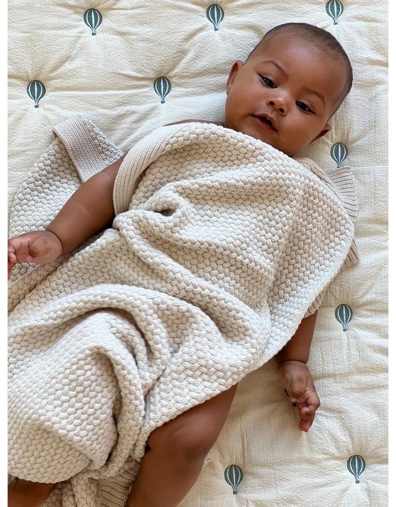 Светложълто/синьо олекотено бебешко одеяло от органичен памук 90x120 cm Balloon – Cam Cam Copenhagen