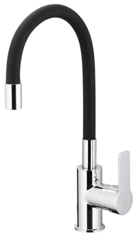 KFA Armatura 6553-915-00-Кран за мивка с гъвкаво рамо RUMBA 40,5cm черен/лъскав хром