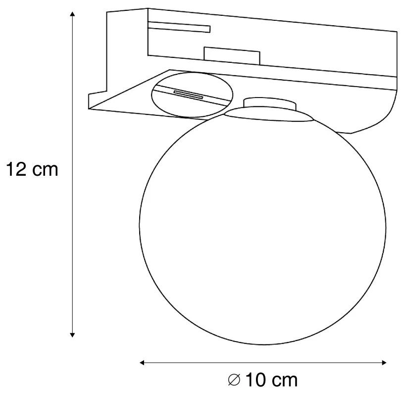Модерна таванна лампа черна с бяло стъкло за 1-фазна релсова система - Iconic Perle