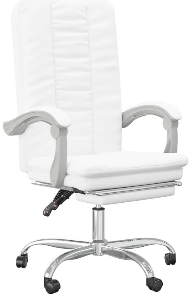 349722 vidaXL Наклоняем офис стол, бял, изкуствена кожа