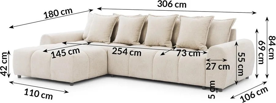 Бежов ъглов диван (ляв ъгъл) Albane – Ropez