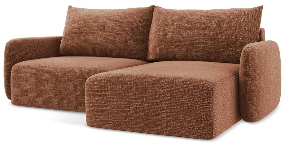 Разтегателен ъглов диван с място за съхранение в тухлен цвят (десен ъгъл) Kalena – Makamii
