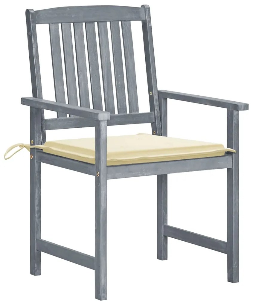 3078224 vidaXL Градински столове с възглавници, 8 бр, акация масив, сиви