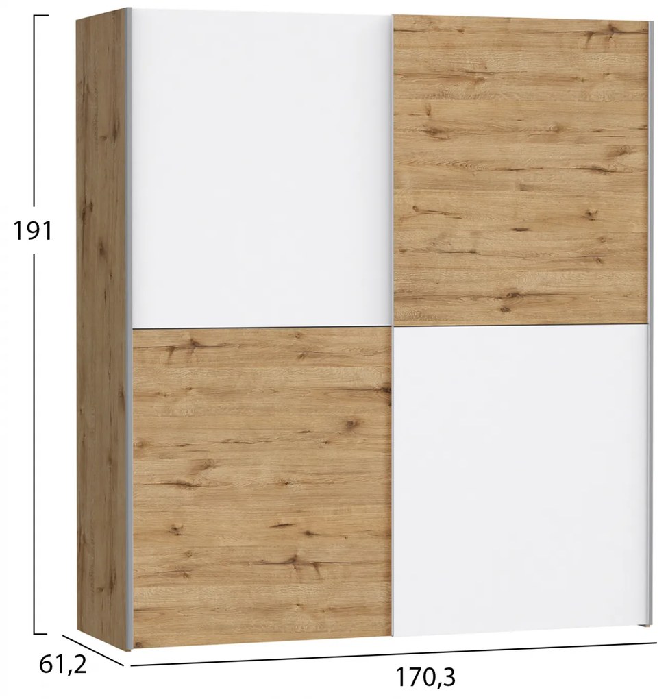 Гардероб Меган HM2366.01 цвят дъб-бял