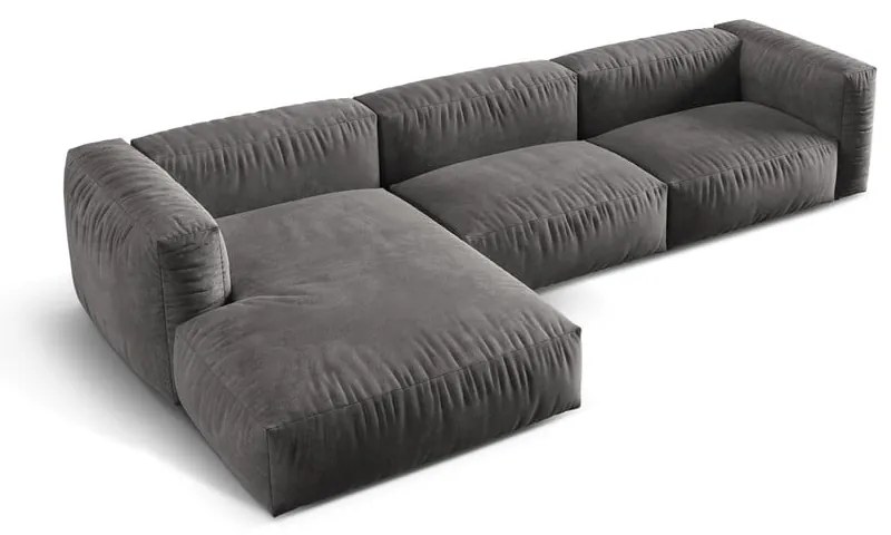 Сив кадифен модулен ъглов диван (ляв ъгъл) Martina – Micadoni