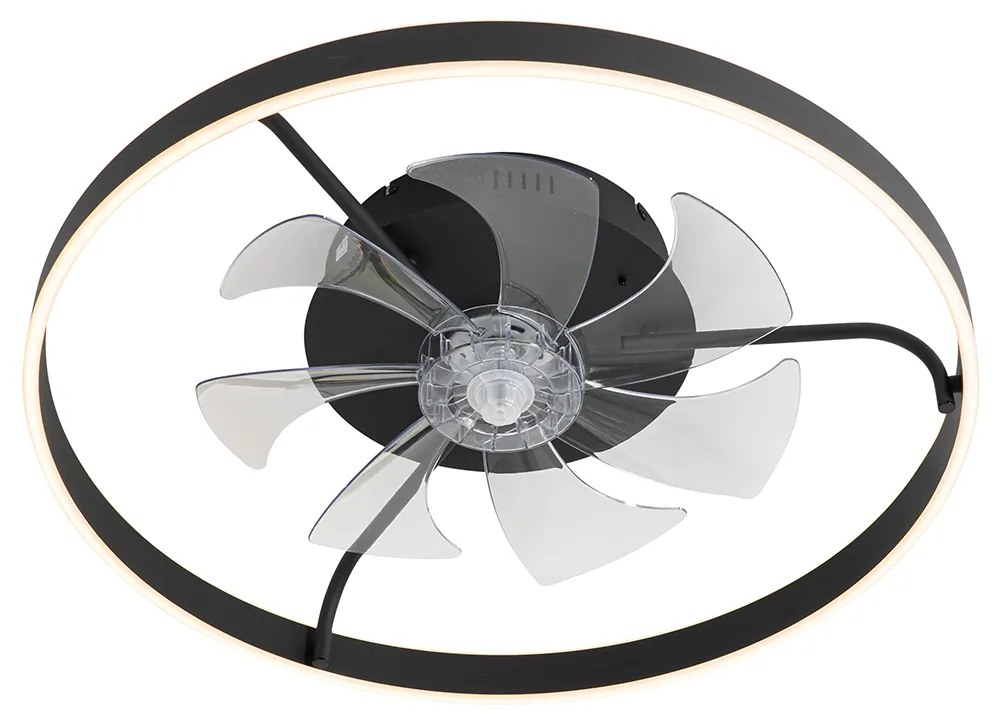 Вентилатор за таван черен 70 см с LED димируем с дистанционно управление - Maddy