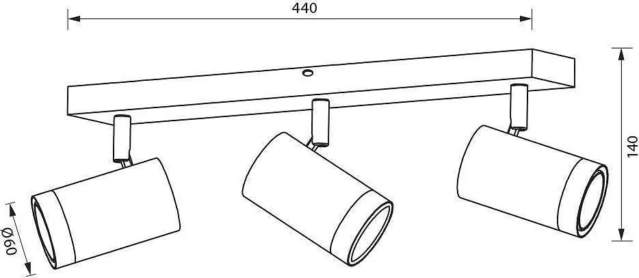 Линеен спот за таван BENITO, черен, 3хGU10