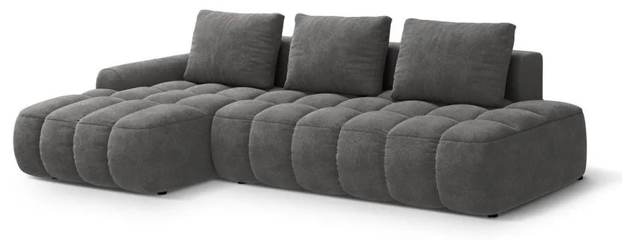 Сив кадифен сгъваем/с място за съхранение ъглов диван (ляв ъгъл) Linz – Cosmopolitan Design