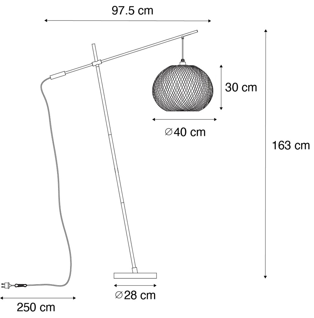 Ориенталска подова лампа за външен монтаж бамбук IP44 - Rafael
