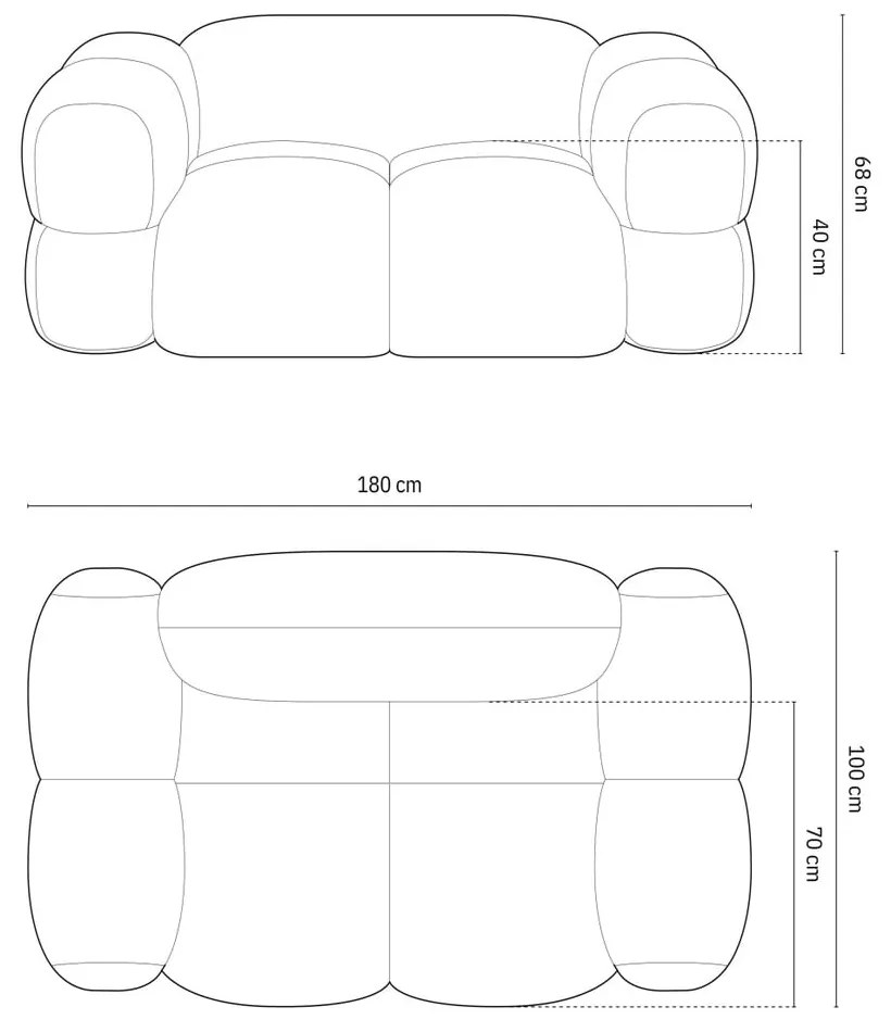 Сив кадифен диван 180 cm Loretto – Cosmopolitan Design