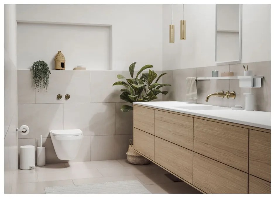 Бял рафт за баня, монтиран на стената Rim - Zone