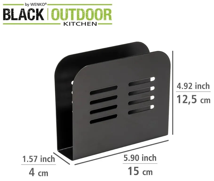 Черен държач за салфетки Black Outdoor Kitchen Baco - Wenko