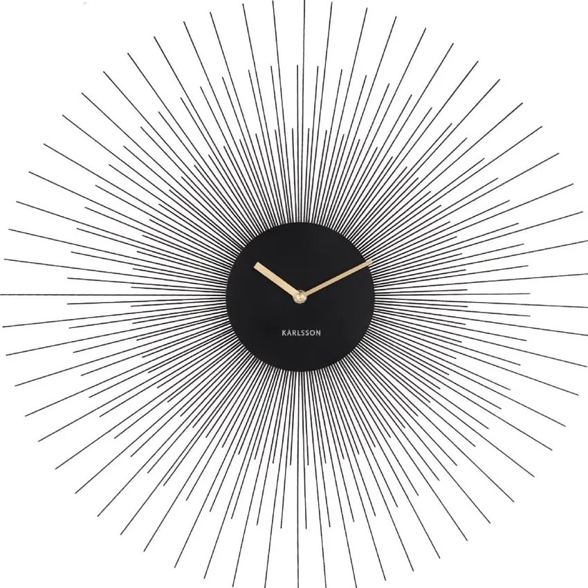 Черен стенен часовник Голям, ø 60 cm Peony - Karlsson