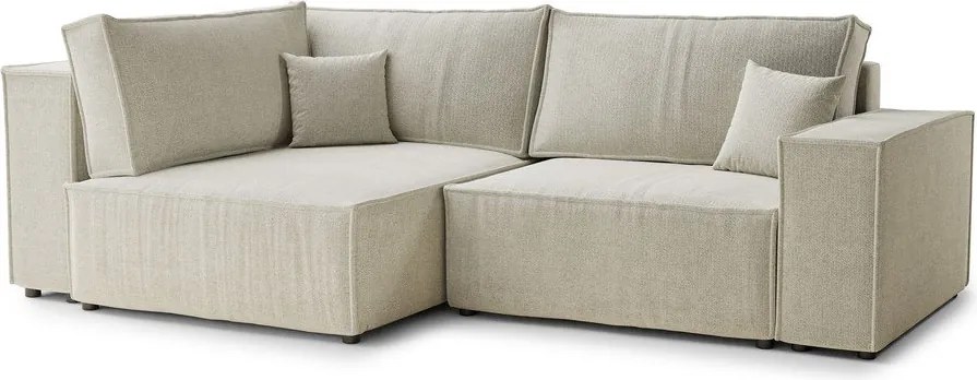 Кремав шенилов сгъваем/с място за съхранение ъглов диван (ляв ъгъл/L форма) Tonga – Maison de Rêve