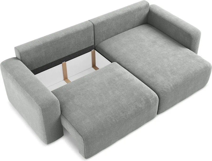 Сив шенилов сгъваем/с място за съхранение ъглов диван (десен ъгъл) Kona – Makamii