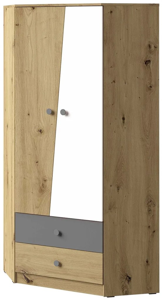 Ъглов гардероб Nero 02 2-door-Natural-White