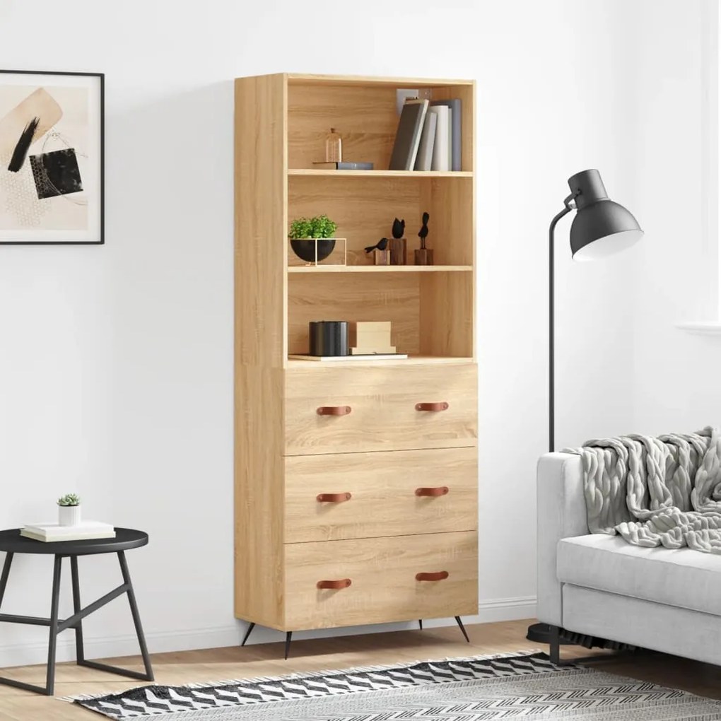 3189352 vidaXL Висок шкаф, дъб сонома, 69,5x34x180 см, инженерно дърво