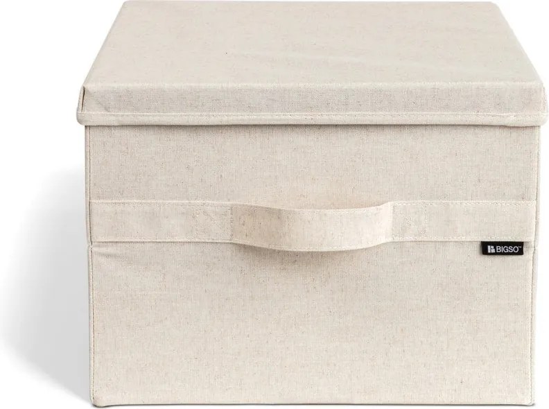 Бежова текстилна кутия за съхранение с капак 36x46x25 cm Soft Storage Large – Bigso
