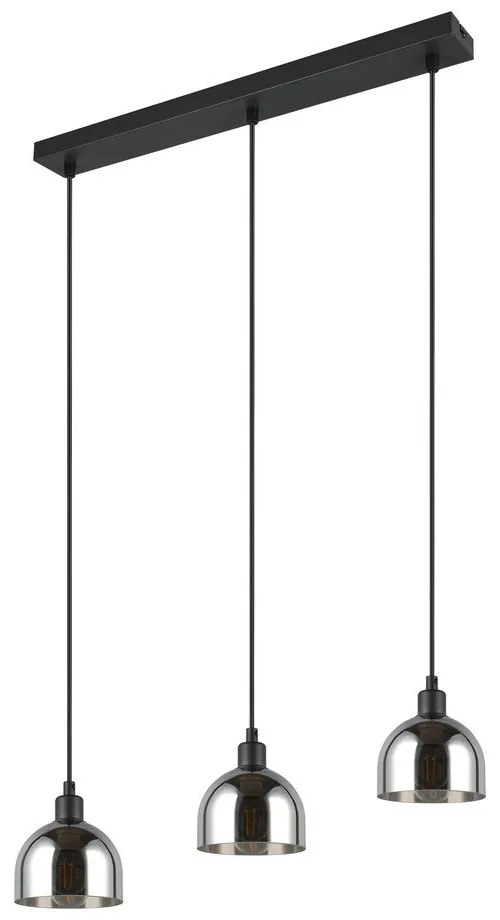 Черно-сребристо висящо осветително тяло със стъклен абажур Molly – Trio