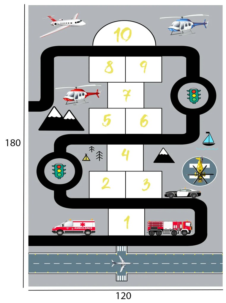 Детски килим 120х80 - HM7679.10 превозни средства