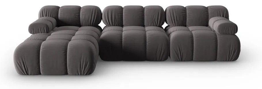 Тъмносив кадифен диван 285 cm Bellis - Micadoni Home