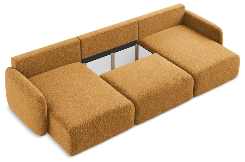 Оранжев разтегателен ъглов диван с място за съхранение Kalena – Makamii