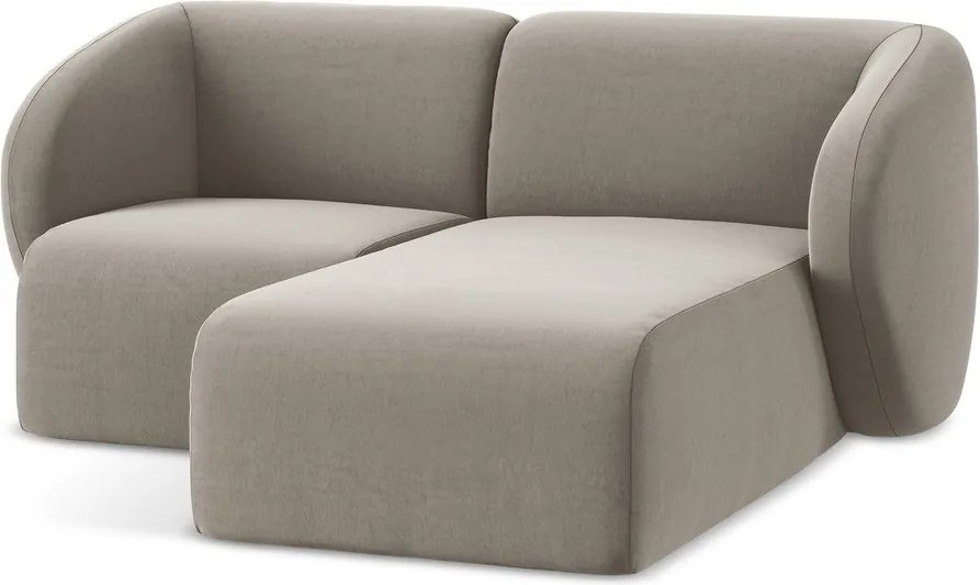 Светлокафяв кадифен ъглов диван (десен ъгъл) Lani – Makamii