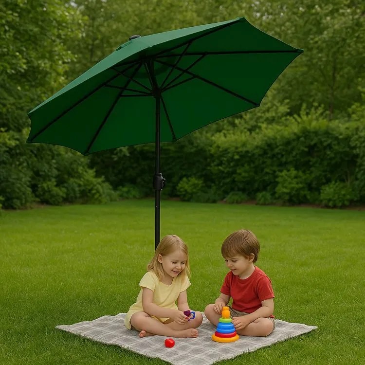 Градински чадър 270 см с наклон Бежово