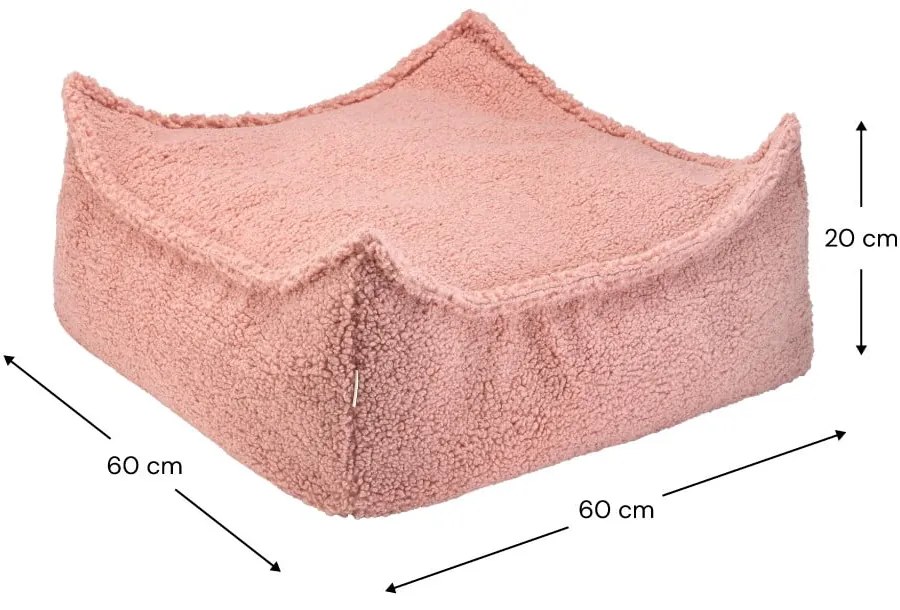Розов детски пуф от букле Square – Wigiwama