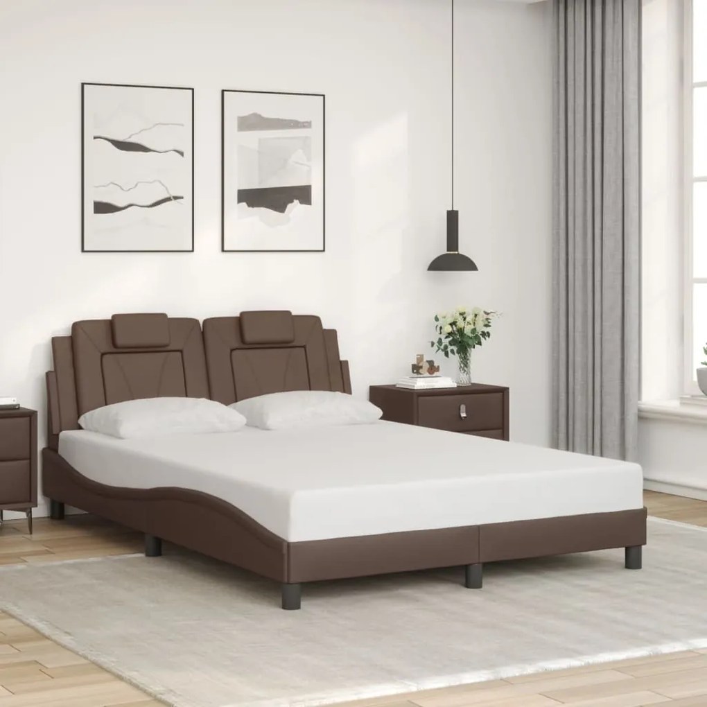 3208091 vidaXL Рамка за легло Viana без матрак, кафява,140x190 см изкуствена кожа