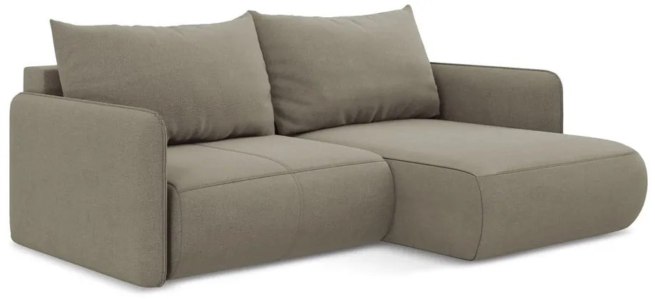 Бежов разтегателен ъглов диван с място за съхранение (десен ъгъл) Nanea – Makamii