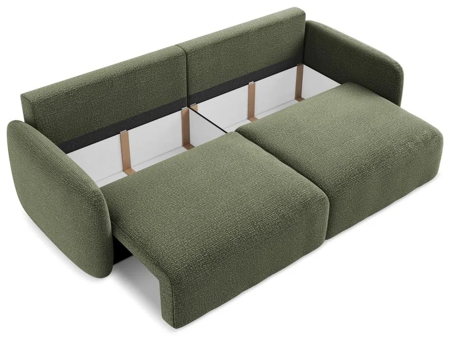 Зелен разтегателен диван с място за съхранение 238 cm Kalena – Makamii