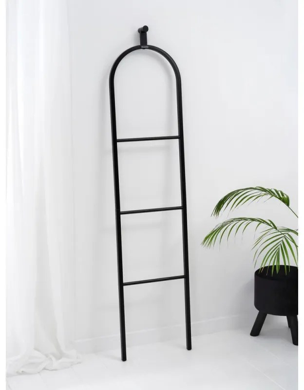 Многофункционална закачалка за дрехи Brabantia Linn 1008927, 3 рафта, Овална част за закачане на сако, Устойчива на корозия, Черен