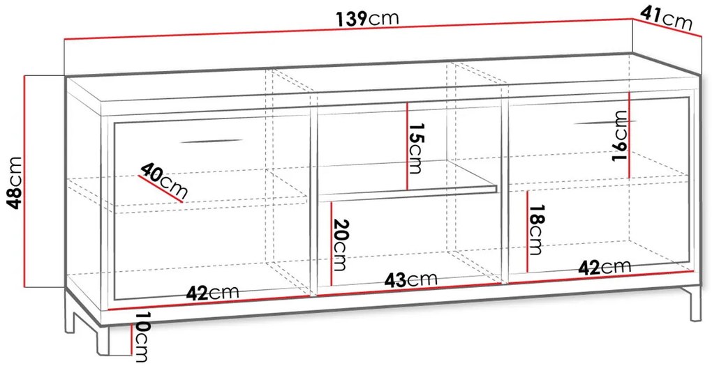 TV шкаф Mediolan-Fusiko-Дължина: 139 cm-Me podariko