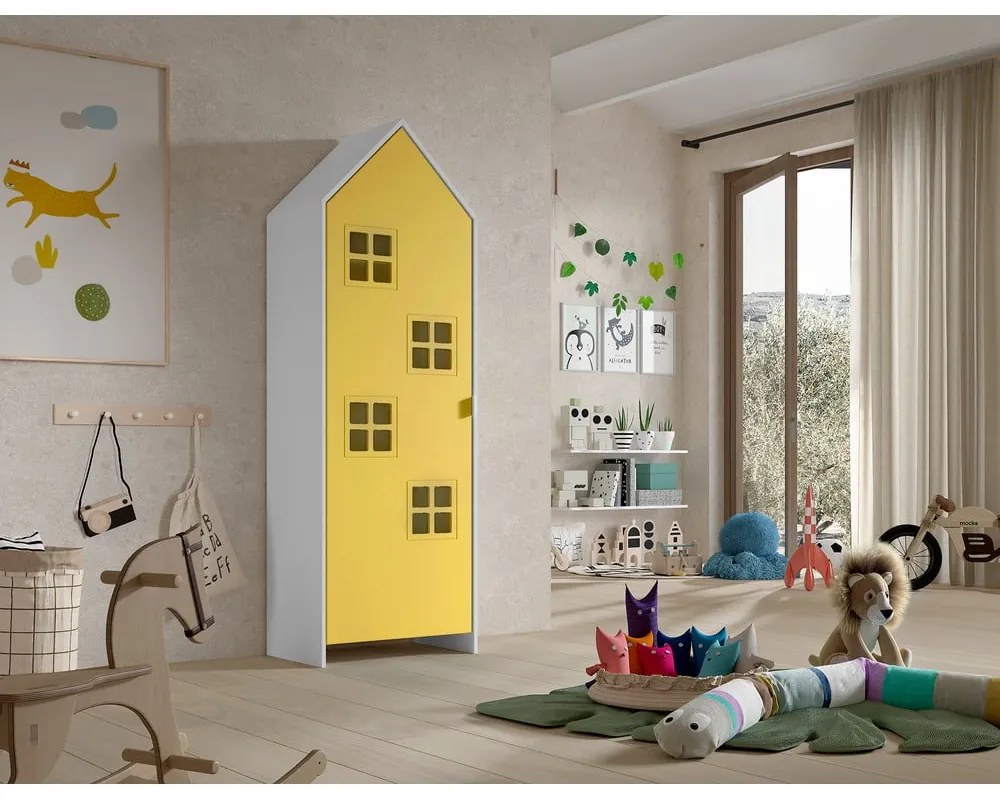 Жълт/бял детски гардероб 58x172x37 cm Casami Bruges – Vipack