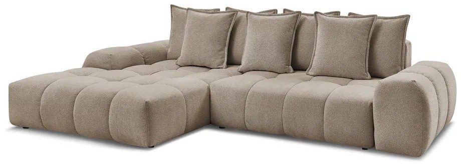 Кафяво-сив шенилов сгъваем/с място за съхранение ъглов диван (ляв ъгъл) Everest – Bobochic Paris