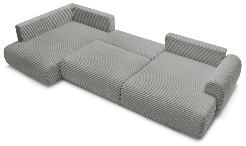 Тъмносив сгъваем/с място за съхранение ъглов диван от рипсено кадифе (ляв ъгъл/U форма) Lucien – Bobochic Paris