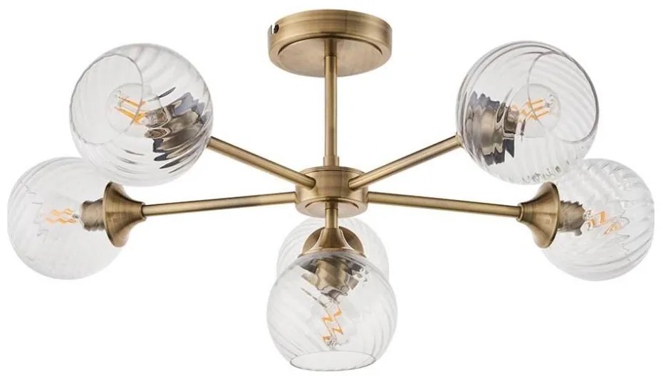 Endon 103171 - Висящ полилей ALLEGRA 6xE14/7W/230V месинг/прозрачен