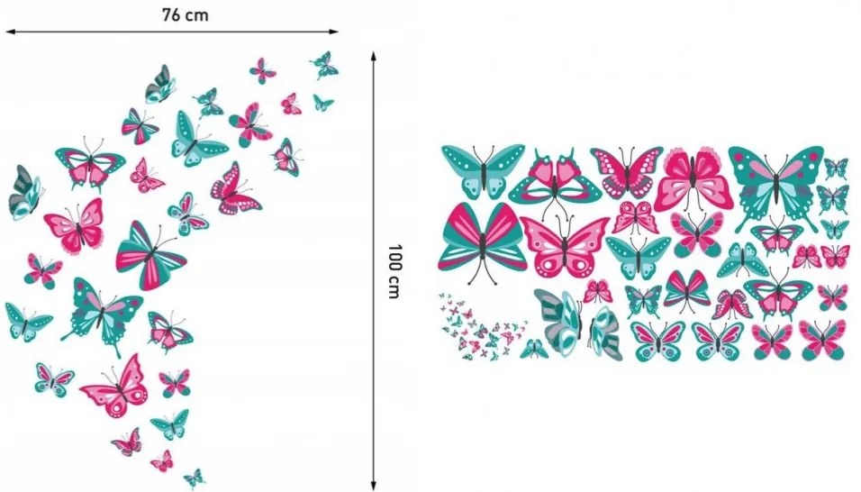 Декоративен стикер за стена Пеперуди 76 x 100 cm
