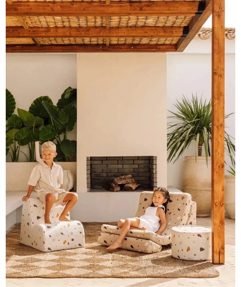 Бял детски стол от букле и шенил Terrazzo Moon – Wigiwama