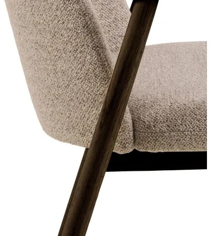 РОДЭРИЦ Ляттэ Бэигэ (тъкан Монза 60)/рамка от лакиран опушен дъб (цвят орех) - ДЪРВЕН СТОЛ БУКЛЕ РЕТРО