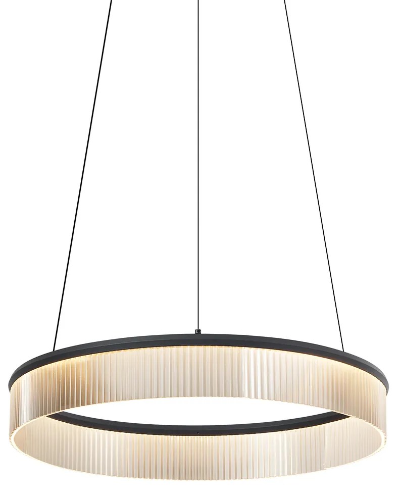 Модерен висящ лампион черен 59 см вкл. LED 3-степенно димируем - Anello Chandelier