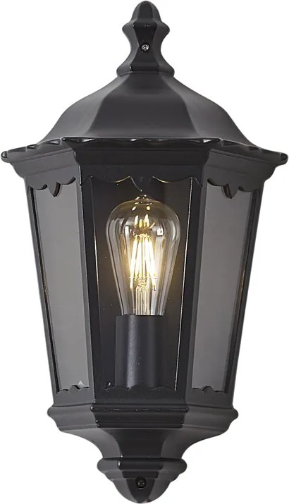 Класически външен стенен фенер черен IP44 - Havana Half