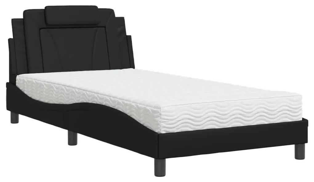 3208775 vidaXL Легло Viana без матрак, черно, 100x200 см, изкуствена кожа