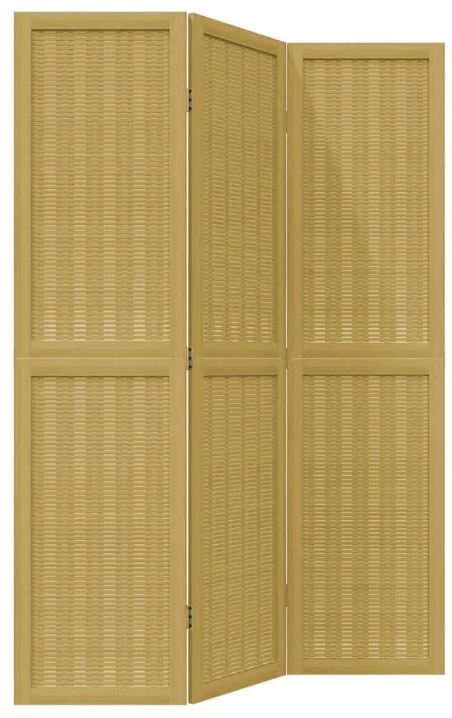 358813 vidaXL Разделител за стая, 3 панела, кафяв, дърво пауловния масив