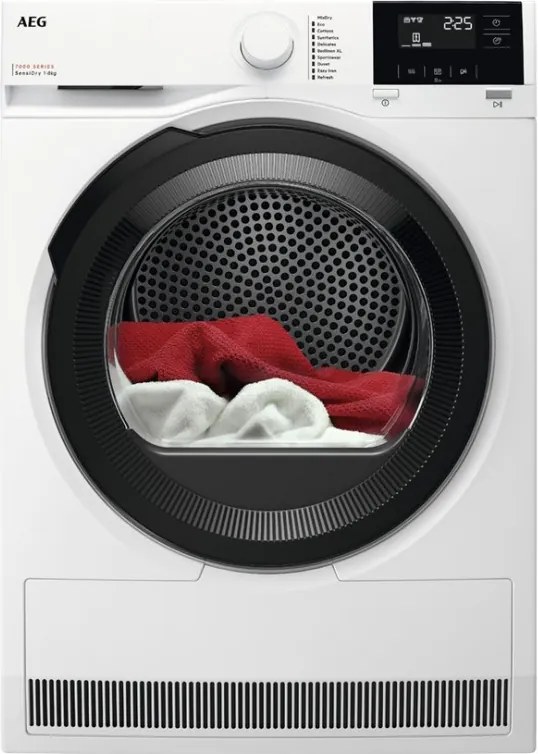 Сушилня AEG TR718BE, Клас D, 118 л, 8 кг, LED дисплей, Филтър EasyClean, MixDry, Anticrease, Бял