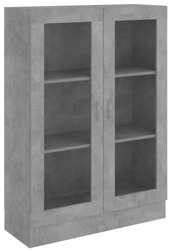 802754 vidaXL Шкаф витрина, бетонно сив, 82,5x30,5x115 см, инженерно дърво