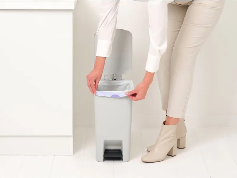 Кош за боклук с педал Brabantia StepUp 1008480, 16 л, Екологични материали, Голям отвор, Светлосив