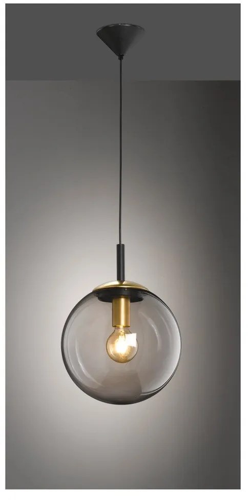 Черно висящо осветително тял със стъклен абажур Dini – Fischer &amp; Honsel
