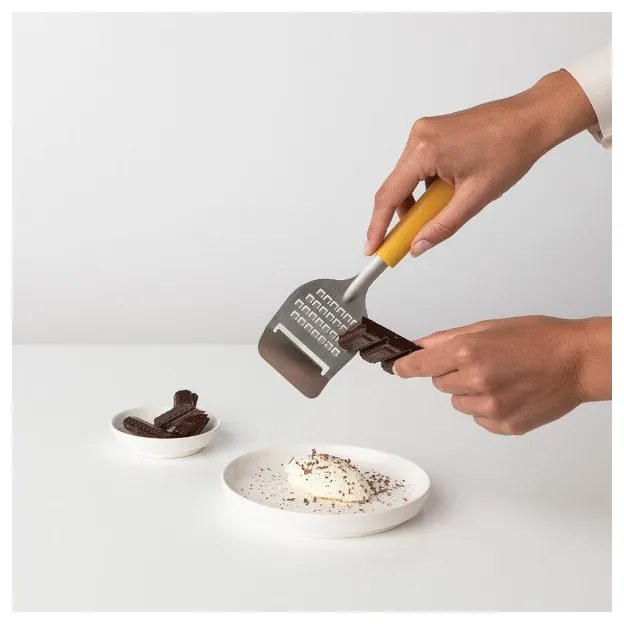 Нож за сирена с ренде Brabantia Tasty+ 1001191, Ултразвуково полирано острие, Неръждаема стомана, Жълт